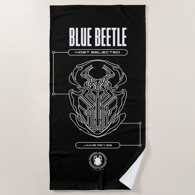 Blue Beetle Scarab Tech Graphic Beach Towel (Front)