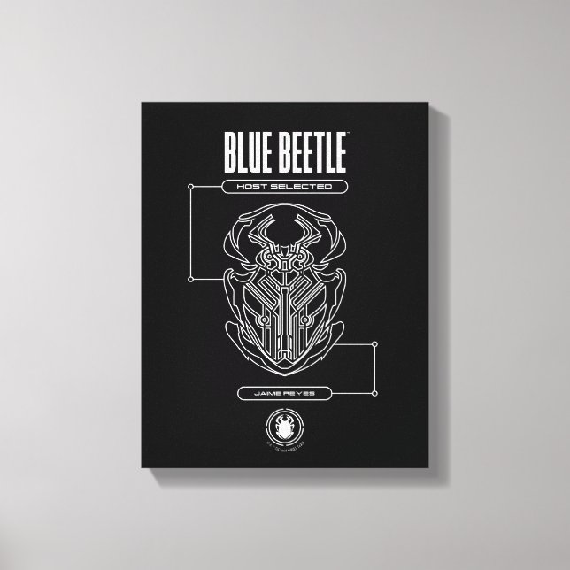 Blue Beetle Scarab Tech Graphic Canvas Print (Front)