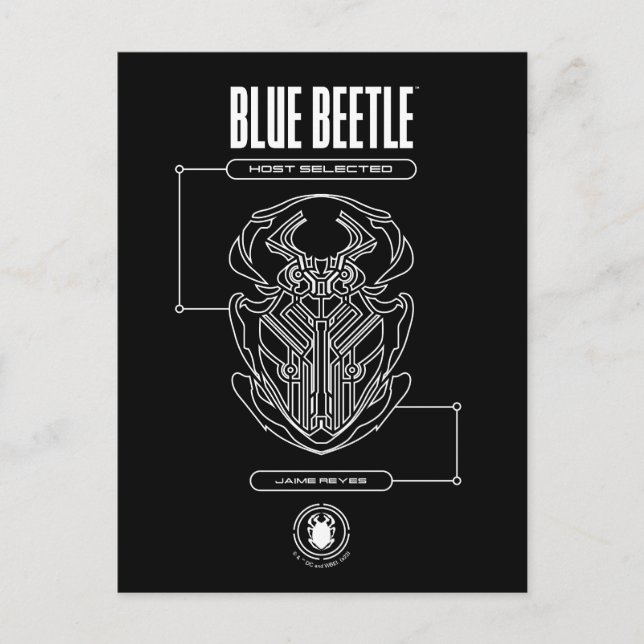 Blue Beetle Scarab Tech Graphic Postcard (Front)