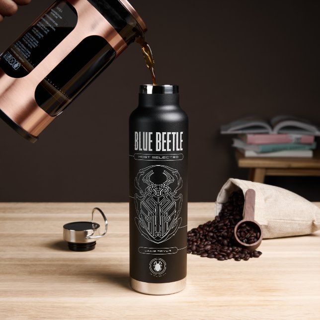 Blue Beetle Scarab Tech Graphic Water Bottle (Coffee)
