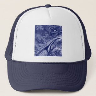 Blue Beetles Vintage Nature Print Trucker Hat