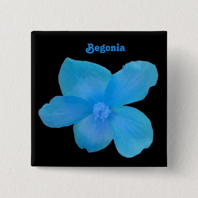 Blue Begonia Customizable Button (Front)
