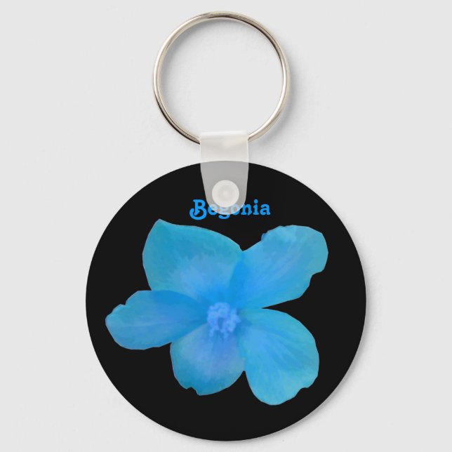 Blue Begonia Customizable Keychain (Front)