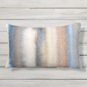 Blue Beige Abstract Stripes Lumbar Pillow