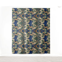 Blue, beige, and green stylized oak leaf pattern
