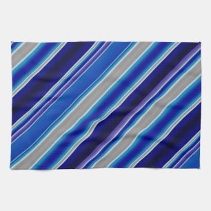 Blue Beige and Lavender Stripes Kitchen Towel