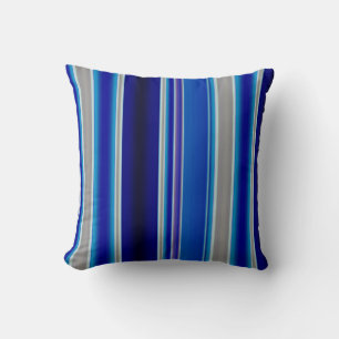 Blue, Beige and Lavender Stripes Throw Pillow
