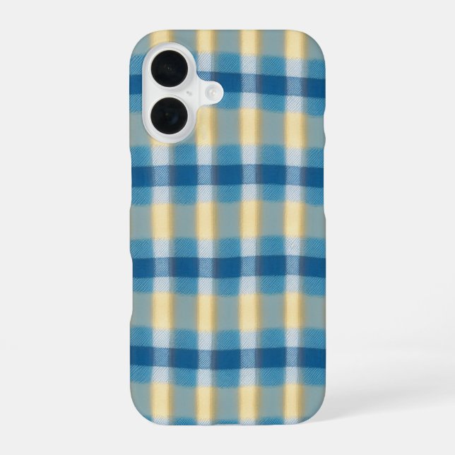 Blue & Beige Blurred Chequered Phone Case (Back)