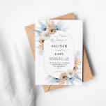 Blue & Beige Boho Floral Wedding 2 Invitation<br><div class="desc">Get your guests in the mood for your wedding with your Blue & Beige Boho Bohemian Floral wedding invitation.</div>