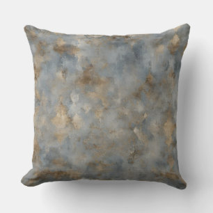 Blue Beige Brown Print Throw Pillow
