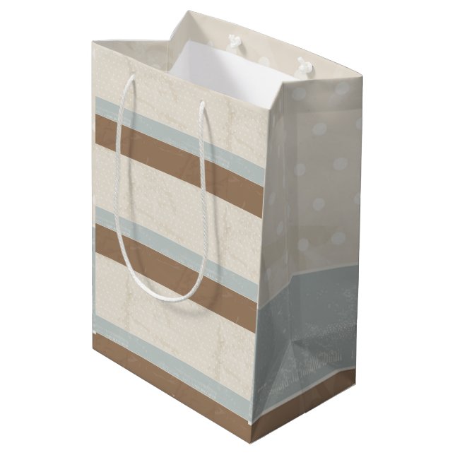  Blue Beige Brown Soft Polka Dots Retro Background Medium Gift Bag (Back Angled)