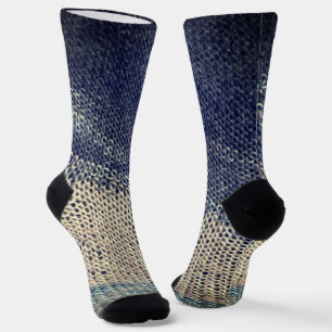 Blue Beige Calf Socks