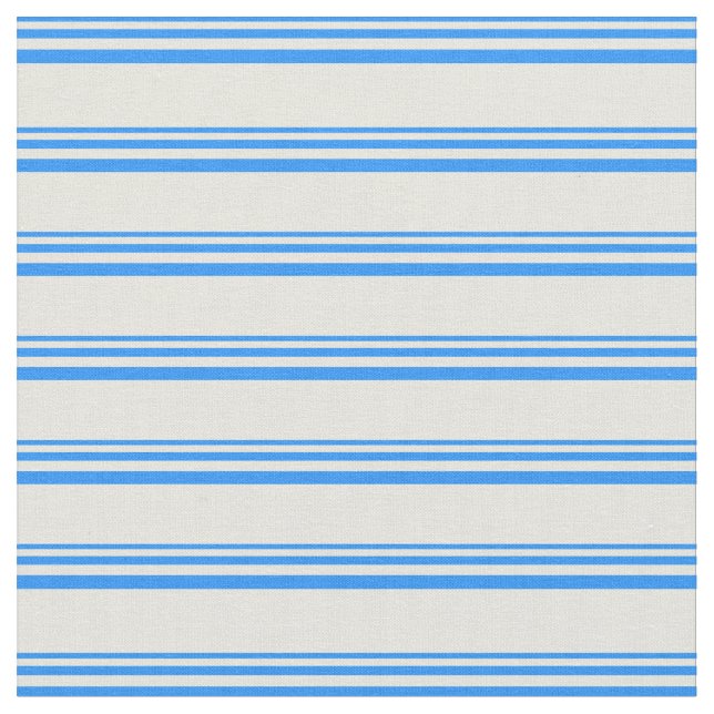 Blue & Beige Coloured Stripes/Lines Pattern Fabric (Close Up)