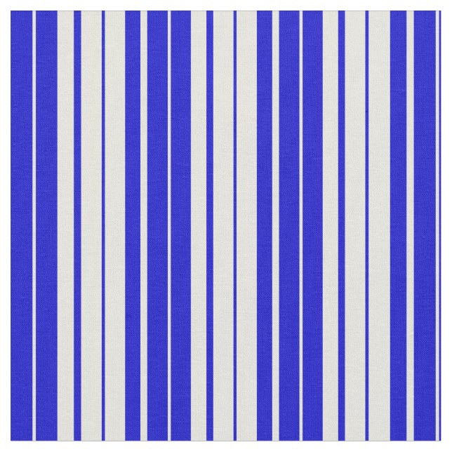 Blue & Beige Coloured Stripes/Lines Pattern Fabric (Close Up)