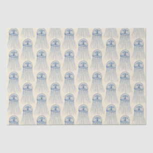 Blue Beige Marine Life Jellyfish Pattern Tissue Paper