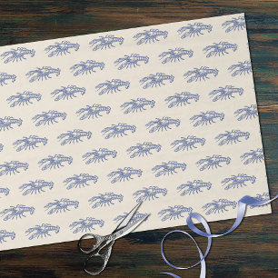 Blue Beige Marine Life Lobster Pattern Tissue Paper