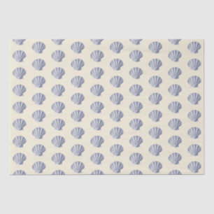 Blue Beige Marine Life Seashell Pattern Tissue Paper