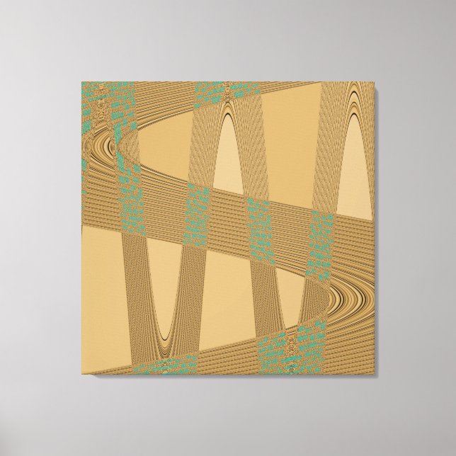 Blue Beige Modern Abstract Wave Pattern Canvas Print (Front)