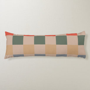 Blue Beige Orange Brown Chequered Gingham Pattern Body Pillow