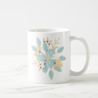 Blue Beige Pastel Winter Botanical Illustration Coffee Mug