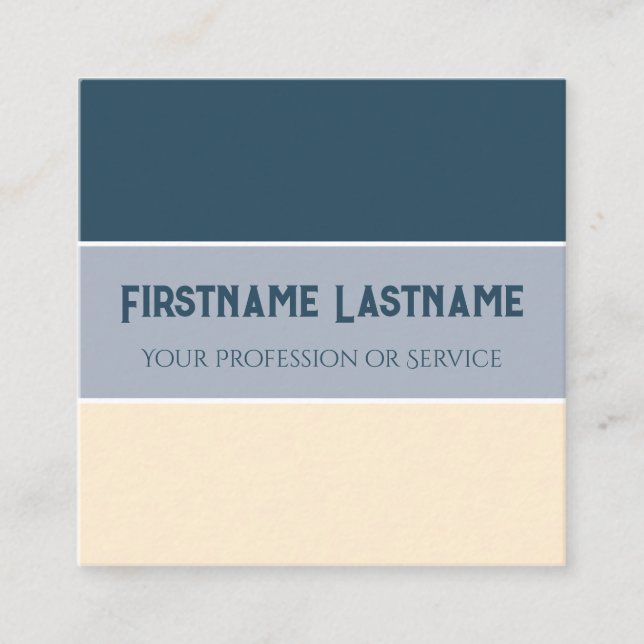 Blue beige stripes harmonic colour palette QR-Code Square Business Card (Front)