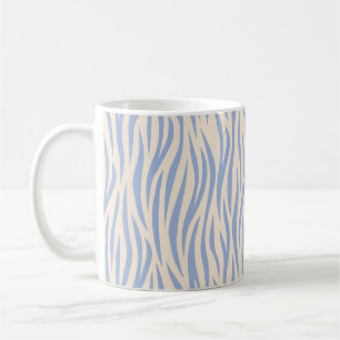 Blue & Beige Zebra Stripe Classic Mug – Stylish