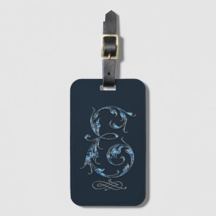 Blue Bejeweled E Luggage Tag
