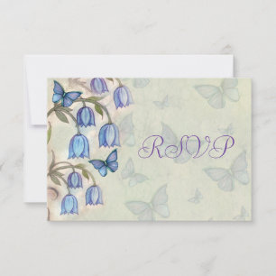 Blue Bell Butterflies Spring Floral Wedding RSVP Card