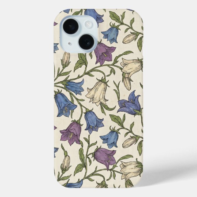 Blue Bellflower Pattern - Aesthetic Botanical Flor Case-Mate iPhone Case (Back)