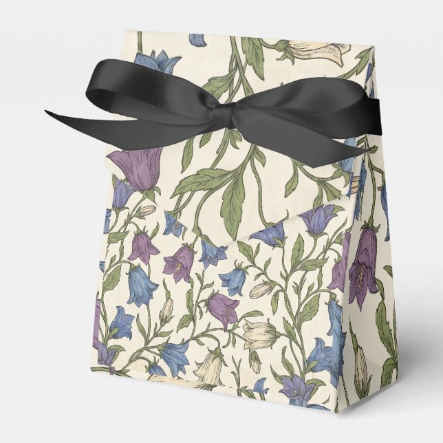 Blue Bellflower Pattern - Aesthetic Botanical Flor Favor Box (Front Side)