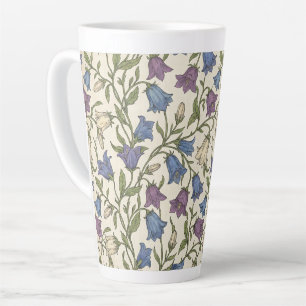 Blue Bellflower Pattern - Aesthetic Botanical Flor Latte Mug