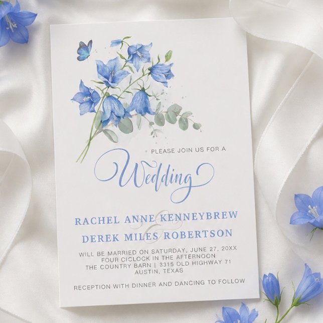 Blue Bellflower Wedding Invitation (Creator Uploaded)