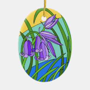 Blue bells in the forest ceramic ornament
