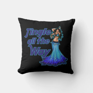 Blue belly dancer throw pillow