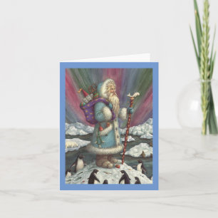 BLUE BELSNICKLE, NORTHERN LIGHTS & PENGUINS Blank Card
