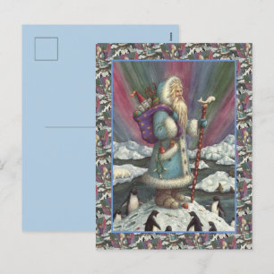 BLUE BELSNICKLE, NORTHERN LIGHTS & PENGUINS HOLIDAY POSTCARD