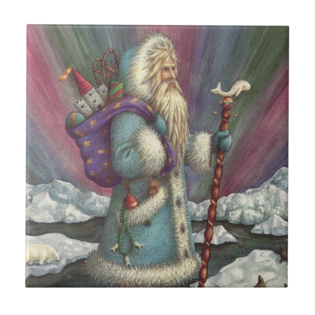 BLUE BELSNICKLE, NORTHERN LIGHTS & PENGUINS TILE (Front)