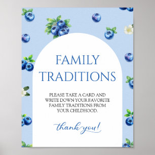 Blue Berry Baby Shower Family Traditions Game Poster