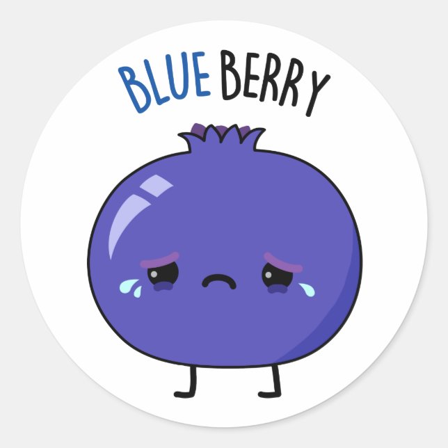 Blue Berry Funny Blueberry Pun  Classic Round Sticker (Front)
