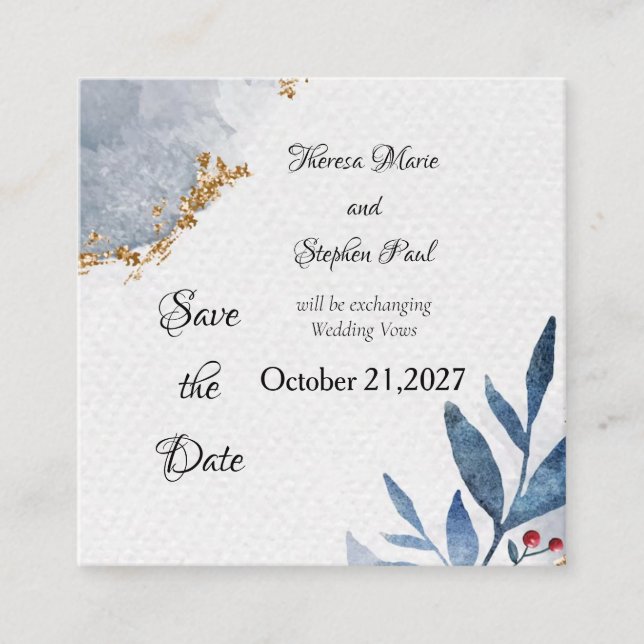 Blue Berry Save the Date Announcement  (Front)
