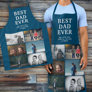 Blue Best Dad Ever Custom 6 Photo Collage  Apron