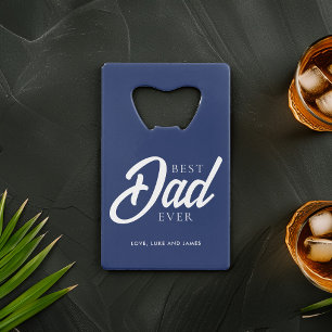 Blue "Best Dad Ever" Custom Photo Credit Card Bottle Opener