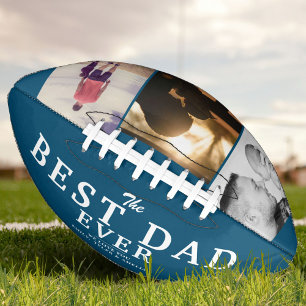 Blue Best Dad Ever Father`s Day 3 Photo Collage Football