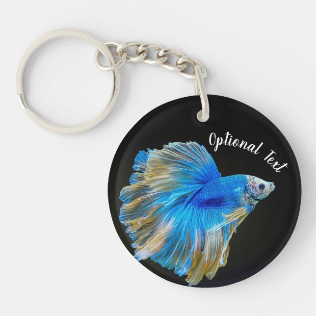 Blue Betta Fighting Fish  Keychain (Front)