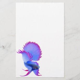 Blue Betta Fighting Fish Stationery
