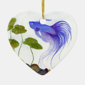 Blue Betta Fish Ceramic Ornament