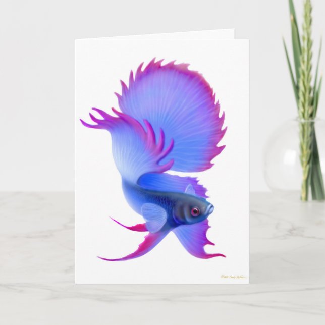 Blue Betta Fish Greeting Card (Front)