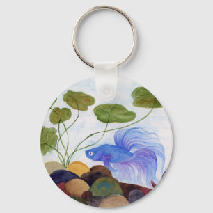 Blue Betta Fish Keychain