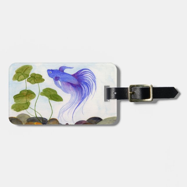 Blue Betta Fish Luggage Tag (Front Horizontal)