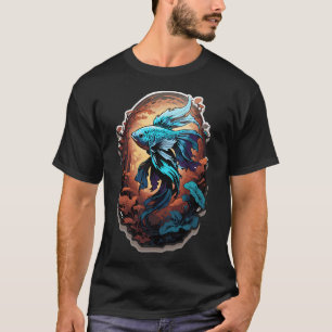 Blue Betta Fish Portrait T-Shirt
